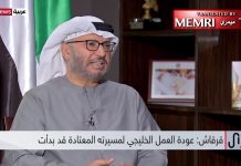 Ministro de Estado de Asuntos Exteriores de los Emiratos Árabes Unidos, Anwar Gargash: “Queremos que Turquía deje de apoyar a los Hermanos Musulmanes; Puede haber diferentes opiniones sobre Irán, pero no podemos ignorar sus amenazas”