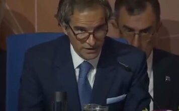 Director general de la Agencia Internacional de Energía Atómica, Rafael Grossi, encabeza un minuto de silencio por el presidente iraní Raisi y el canciller Abdollahian en la Conferencia Internacional sobre Seguridad Nuclear
