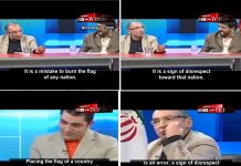 Znany dysydent irański, Zibakalam, przeciwstawia się “misji” reżimu irańskiego zniszczenia Izraela, odmawia deptania flag amerykańskiej i izraelskiej