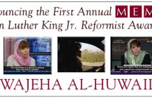 Przyznanie pierwszej dorocznej nagrody MEMRI im. Martina Luthera Kinga Jr. dla saudyjskiej orędowniczki praw kobiet Wajehy Al-Huwaider