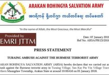 Bojowa grupa Rohingjów, Arakan Rohingja Armia Zbawienia (ARSA) mówi: “nie ma opcji poza walką” przeciwko birmańskiej armii