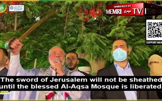 Przywódca Hamasu, Ismail Hanija, wymachuje mieczem podczas wizyty w Mauretanii: “Miecz Jerozolimy nie wróci do pochwy aż błgosławiony meczet Al-Aksa będzie wyzwolony”