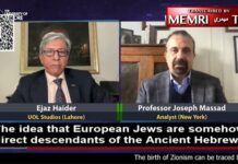 Profesor historii z Columbia University, Joseph Massad: Syjoniści wymyślili mit “starożytnego Izraela” i fałszywe, “hitlerowskie” twierdzenie, że europejscy Żydzi są genetycznymi potomkami starożytnych Hebrajczyków; archeologia jest “kolonialnym przedsięwzięciem”; twierdzenia, że Palestyńczycy pochodzą od arabskich osadników z czasów islamskiego podboju, jest izraelską propagandą