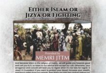 Media popierające Państwo Islamskie (ISIS) publikują plakat powtarzający groźbę zabitego rzecznika o wymuszaniu pieniędzy i wypędzeniu Żydów z Półwyspu Arabskiego i z Jerozolimy